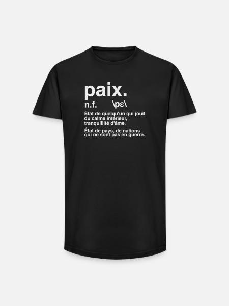 Peace Definition Dictionary Style - Long Fit Men's T-Shirt - black