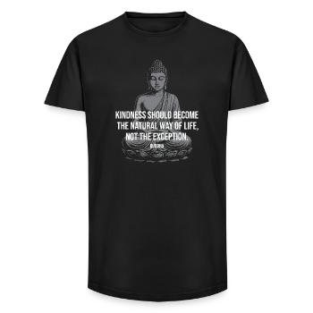 La bonté du Bouddha : Vie naturelle - T-shirt coupe longue homme - noir - Devant - AI Model Male 185 light (185cm)