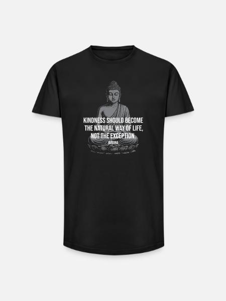 Buddha Kindness: Natural Life - Long Fit Men's T-Shirt - black