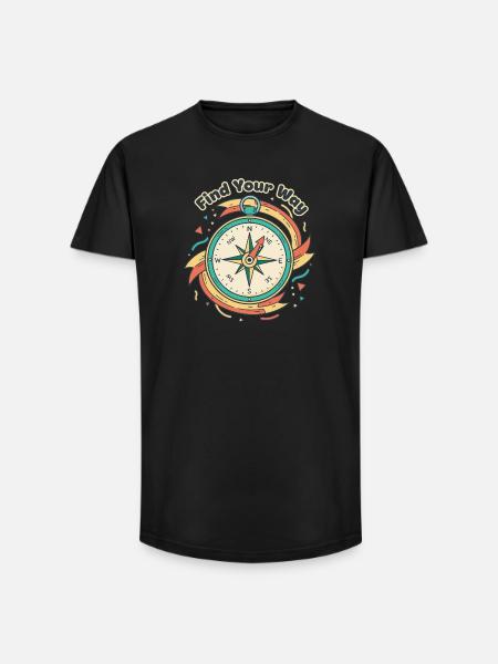 Find Your Way Compass - Long Fit Men's T-Shirt - black