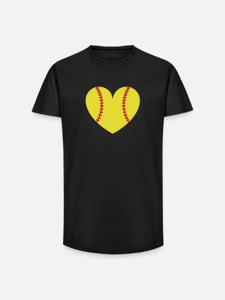 Softball heart - Long Fit Men's T-Shirt - black