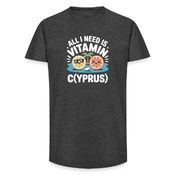 Cyprus All I Need Is Vitamin Cyprus Cyprus Flag - Long Fit Men's T-Shirt - charcoal grey - Front - AI Model Male 185 light (185cm)