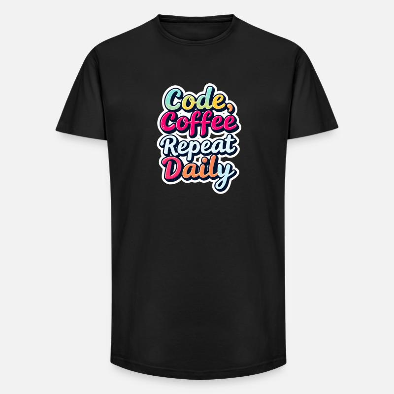 Code Schlaf Debug Wiederholungsprogramm Shirt - Long Fit Männer T-Shirt - Schwarz