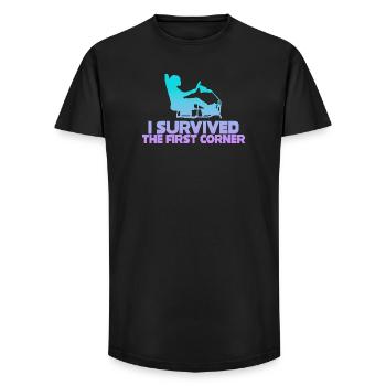 I Survived The First Corner - Long Fit Men's T-Shirt - black - Front - AI Model Male 185 light (185cm)