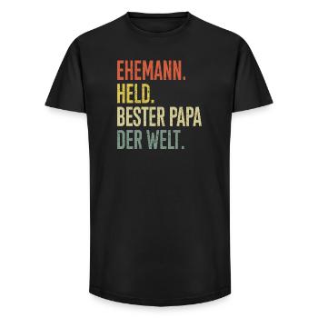 Held Papa Bester Ehemann - Long Fit Männer T-Shirt - Schwarz - Vorne - AI Model Male 185 light (185cm)