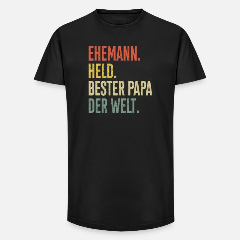 Held Papa Bester Ehemann - Long Fit Männer T-Shirt - Schwarz
