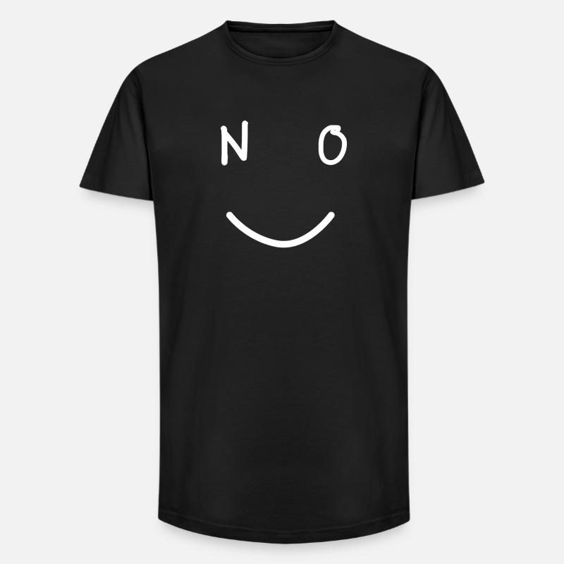 NO. Minimal Smile Statement Trend - Long Fit Männer T-Shirt - Schwarz