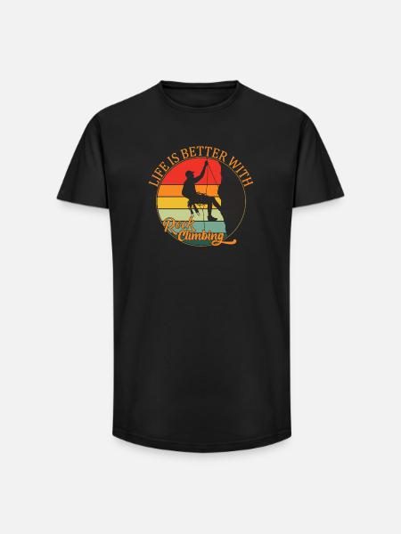 Life is Better with Rock Climbing - Long Fit Men's T-Shirt - black