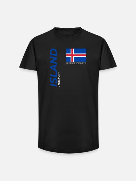 húsavík - Long Fit Men's T-Shirt - black