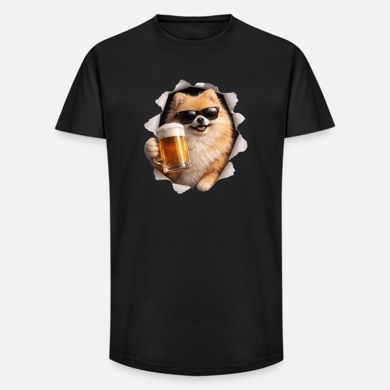 Zwergspitz Bier - Long Fit Männer T-Shirt - Schwarz