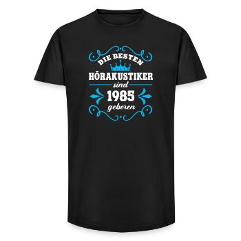 Birthday 1985 Hearing Aid Acoustician Colleague Hearing Acoustics - Long Fit Men's T-Shirt - black - Front - AI Model Male 185 light (185cm)