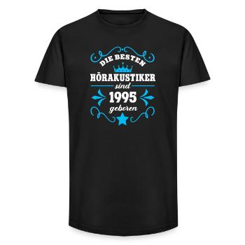 Hearing Aid Acoustician Birthday Born 1995 Colleagues Born - Long Fit Men's T-Shirt - black - Front - AI Model Male 185 light (185cm)