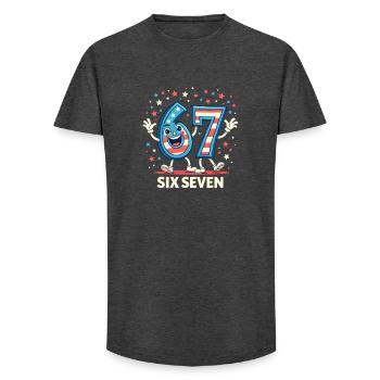 US Flag 67 Memes Six Seven - T-shirt coupe longue homme - charbon - Devant - AI Model Male 185 light (185cm)