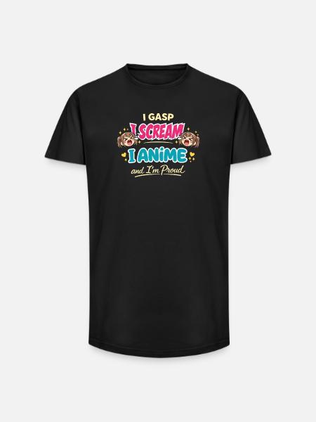 Anime Fangirl Screams Anime Reaction - Long Fit Men's T-Shirt - black