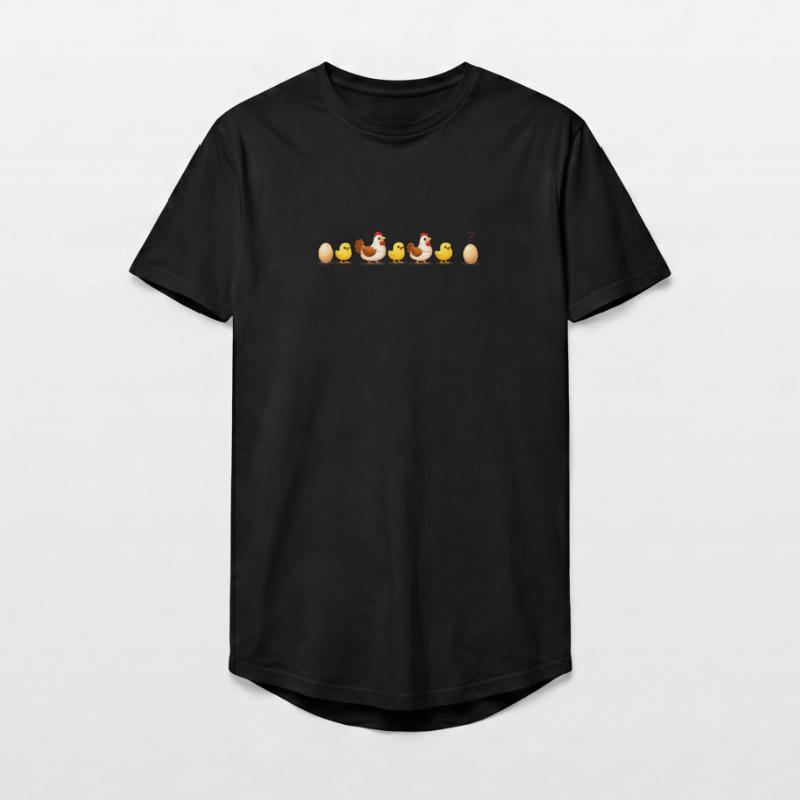 Evolution oeuf poussin poule darwin T-shirt coupe longue homme
