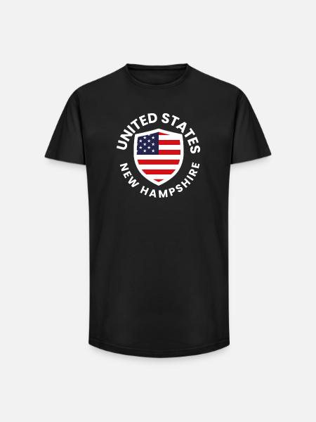 New Hampshire Shield with American Flag - Long Fit Men's T-Shirt - black