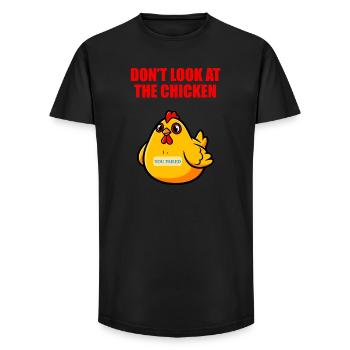 Ne regardez pas le poulet - Humour drôle - T-shirt coupe longue homme - noir - Devant - AI Model Male 185 light (185cm)
