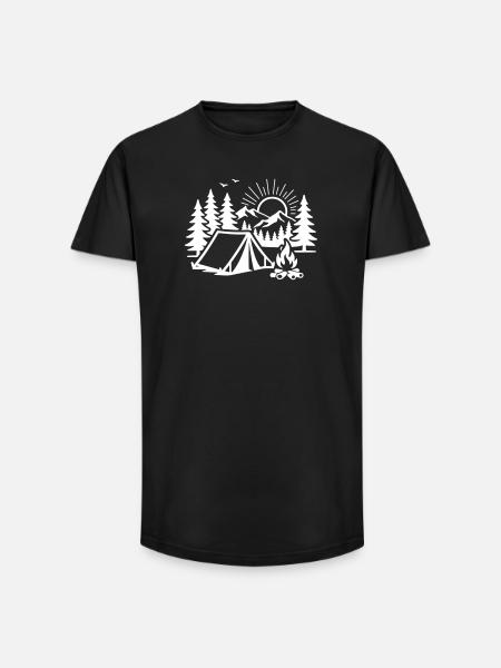 Tent Nature Outdoor Camp - Long Fit Men's T-Shirt - black