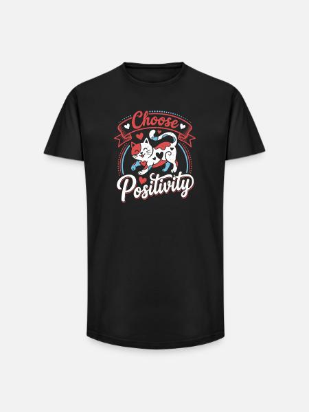 Choose Positivity Cat - Long Fit Men's T-Shirt - black