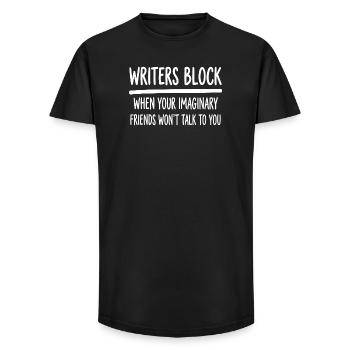 Writers Block Funny Imaginary Friends Author Write - Long Fit Men's T-Shirt - black - Front - AI Model Male 185 light (185cm)