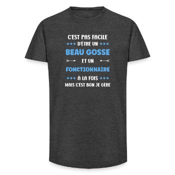 Gutaussehende Kerle und Beamter: Ich bin Manager - Long Fit Männer T-Shirt - Anthrazit - Vorne - AI Model Male 185 light (185cm)