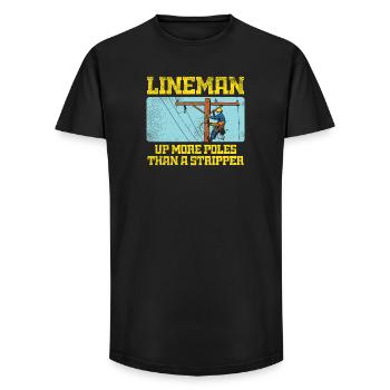 Lineman Up More Poles Than A Stripper Design - Long Fit Men's T-Shirt - black - Front - AI Model Male 185 light (185cm)