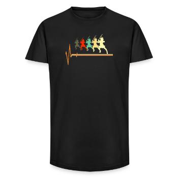 Silhouette du Bushido du Guerrier Battement de Cœur Samouraï - T-shirt coupe longue homme - noir - Devant - AI Model Male 185 light (185cm)