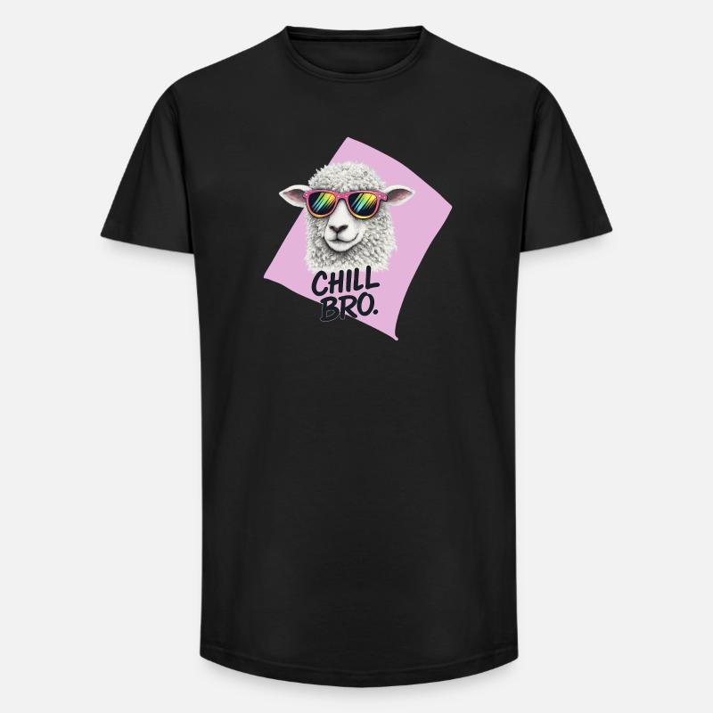 Chill Bro Schaf mit Sonnenbrille - Long Fit Männer T-Shirt - Schwarz