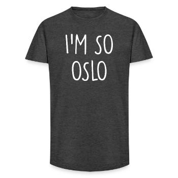 Oslo, Norvège, Norvège, Norvège - T-shirt coupe longue homme - charbon - Devant - AI Model Male 185 light (185cm)