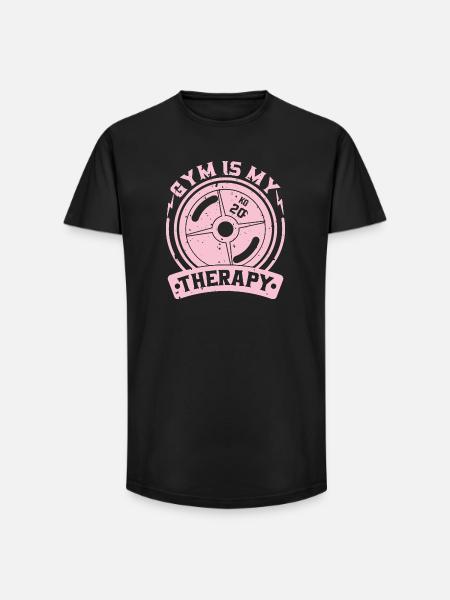 Gym is my therapy weight plate - Long Fit Men's T-Shirt - black