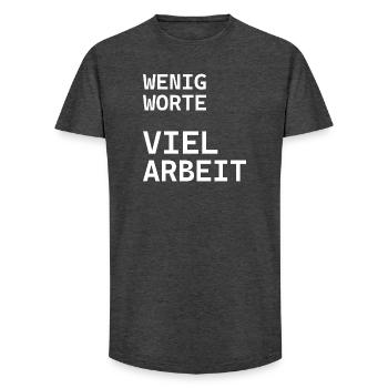 FEW WORDS A LOT OF WORK Work Shirt - Long Fit Men's T-Shirt - charcoal grey - Front - AI Model Male 185 light (185cm)