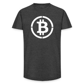 Bitcoin Logo B-Symbol Stencil Vektor - Long Fit Männer T-Shirt - Anthrazit - Vorne - AI Model Male 185 light (185cm)