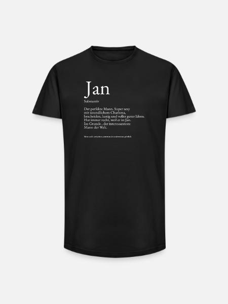 Jan Dictionary Explanation First Name Jan - Long Fit Men's T-Shirt - black