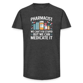 Pharmacist saying: Medicate It - Long Fit Men's T-Shirt - charcoal grey - Front - AI Model Male 185 light (185cm)