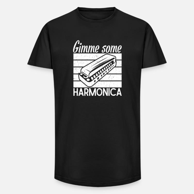 Musicien d’harmonica Donne-moi un peu d’harmonica - T-shirt coupe longue homme - noir