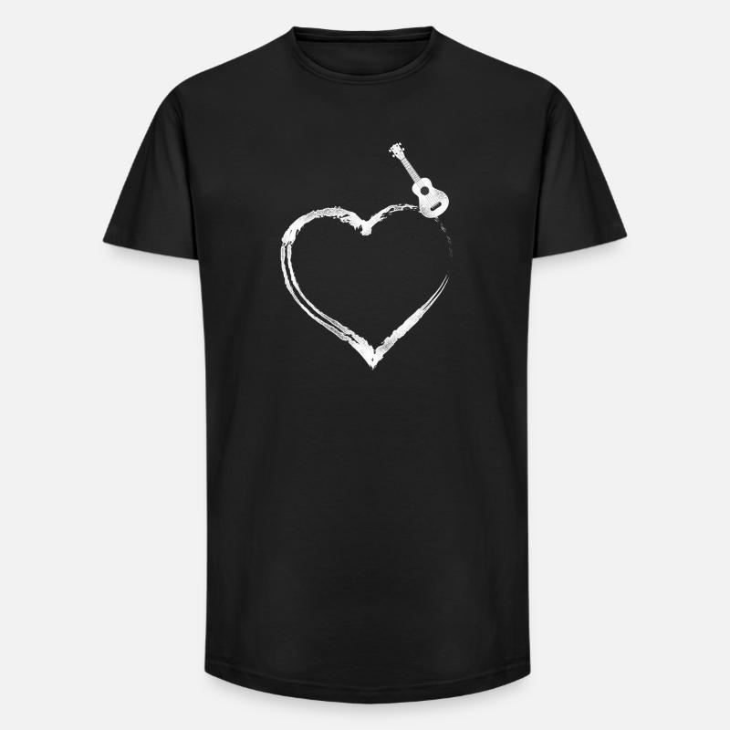 Hawaiian Ukulele Uke Heart - Long Fit Männer T-Shirt - Schwarz