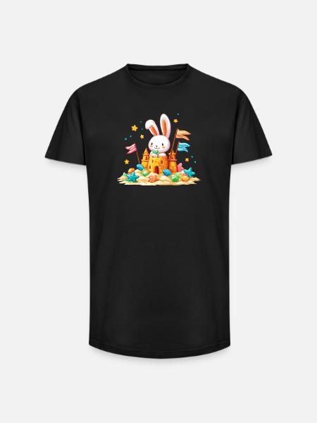 Bunny on the Beach Sandpit - Long Fit Men's T-Shirt - black