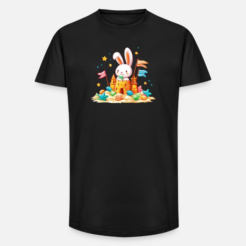 Bunny on the Beach Sandpit - Long Fit Men's T-Shirt - black