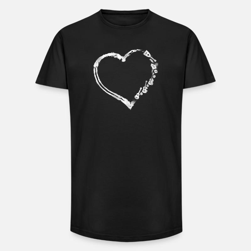 Hawaiian Ukulele Uke Heart - Long Fit Männer T-Shirt - Schwarz