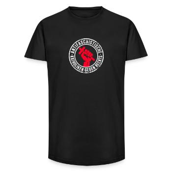Antifaschistische Katholiken gegen Rechts  - Long Fit Männer T-Shirt - Schwarz - Vorne - AI Model Male 185 light (185cm)