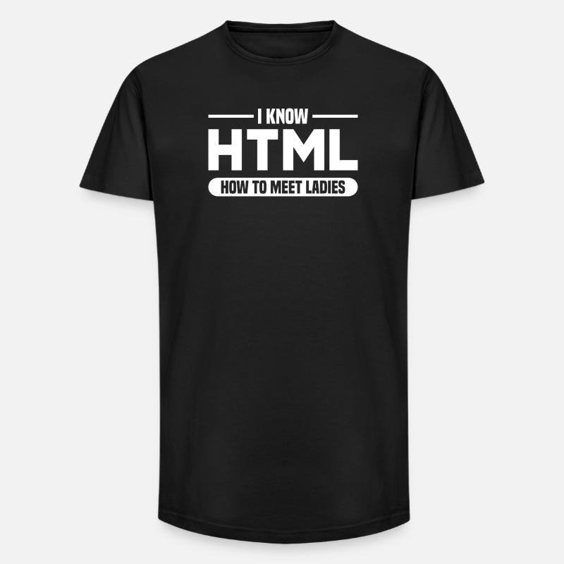 Programmation HTML d’humour disant - T-shirt coupe longue homme - noir
