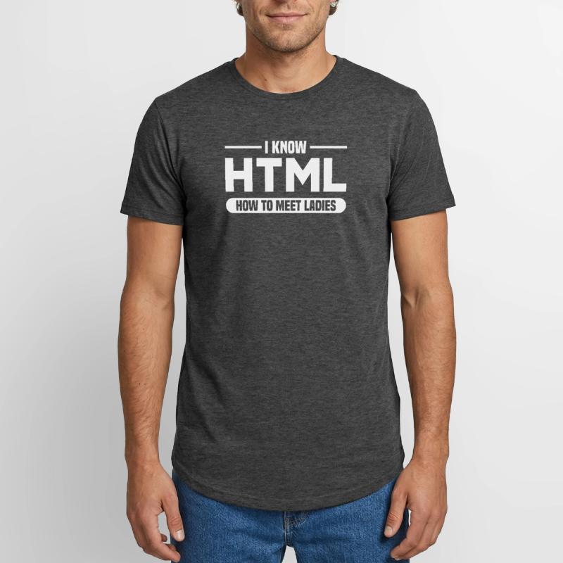 HTML Humor Code Programmer Saying Long Fit Men's T-Shirt