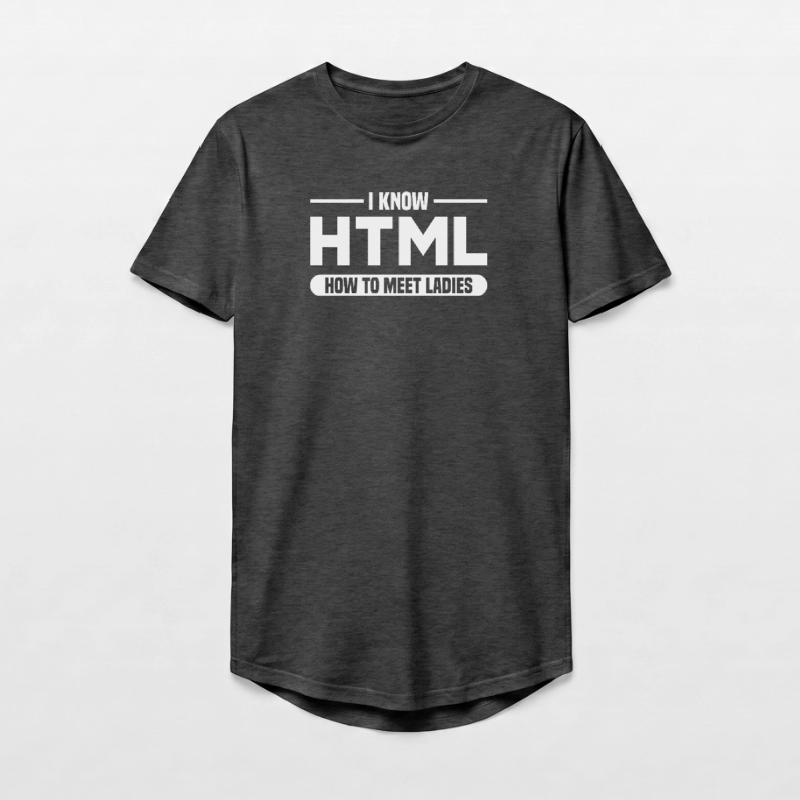 HTML Humor Code Programmierer Spruch Long Fit Männer T-Shirt