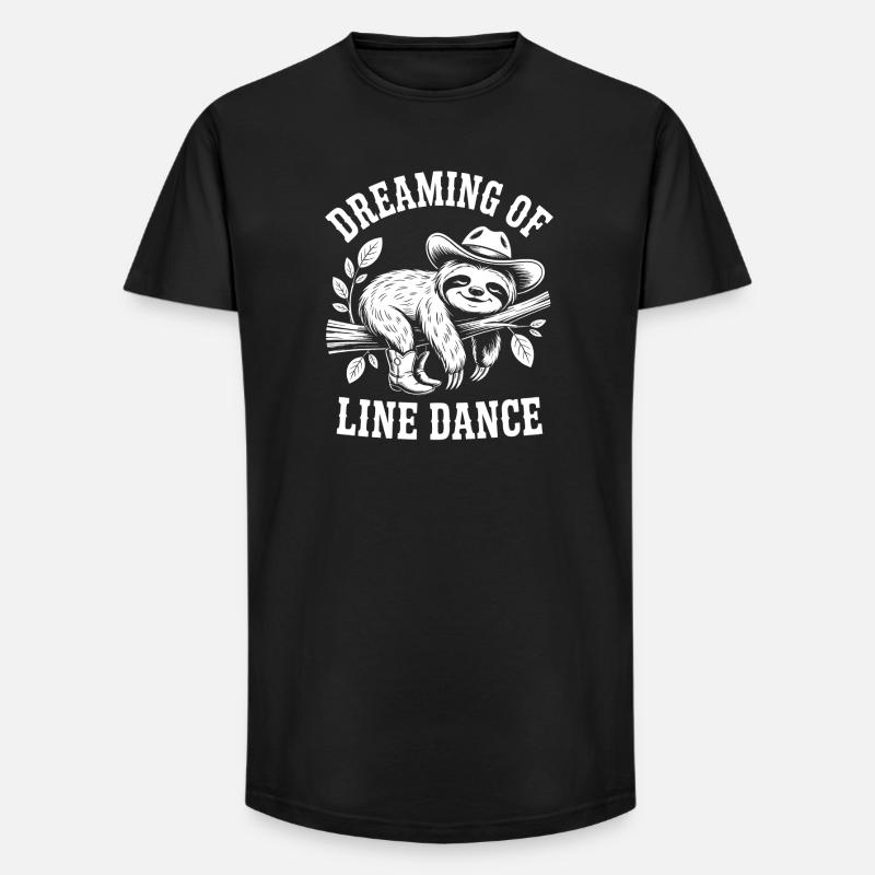 Träumendes Faultier beim Line Dance - Long Fit Männer T-Shirt - Schwarz