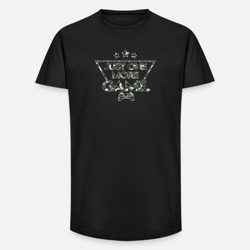 Just_one_more_game_-_camouflage_black_white - Long Fit Männer T-Shirt - Schwarz