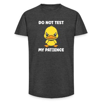 Grumpy Duckling Patience - Long Fit Men's T-Shirt - charcoal grey - Front - AI Model Male 185 light (185cm)
