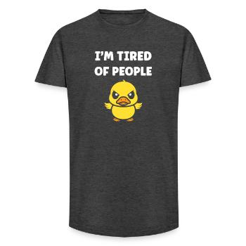Groggy duck exhausts people - Long Fit Men's T-Shirt - charcoal grey - Front - AI Model Male 185 light (185cm)