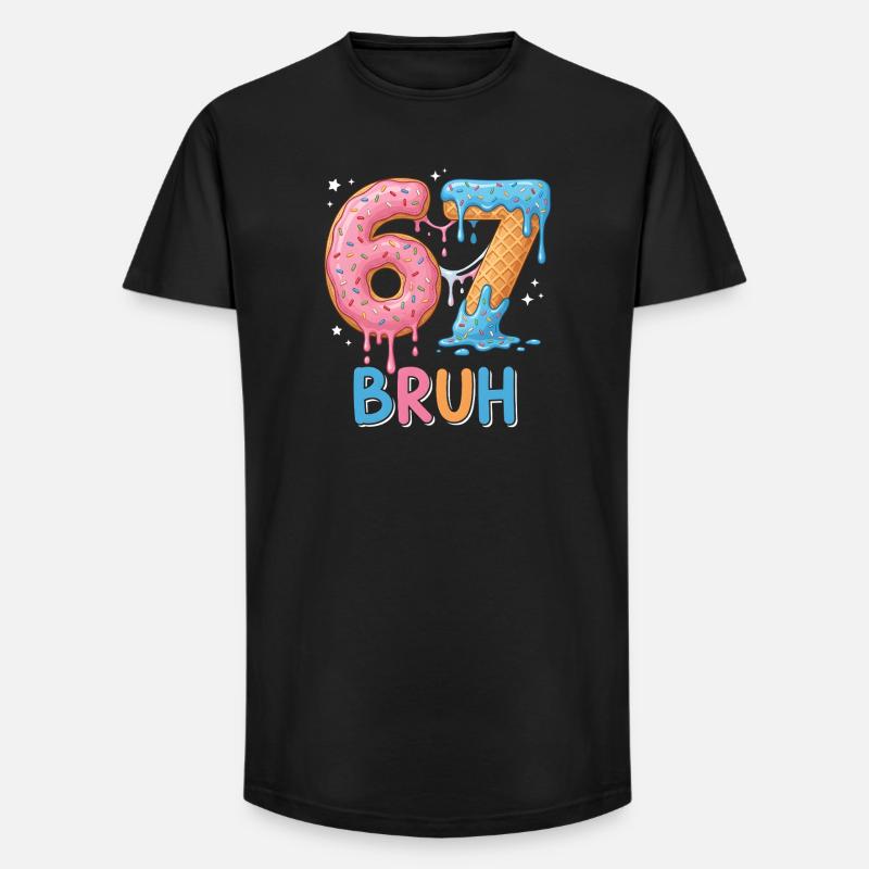67 Bruh Eis-Donut - Long Fit Männer T-Shirt - Schwarz