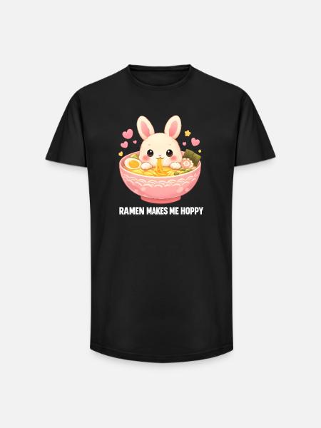 Ramen Kawaii Bunny - Long Fit Men's T-Shirt - black