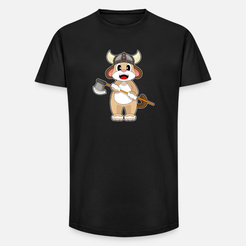 Hund Vikinger Axt - Long Fit Männer T-Shirt - Schwarz